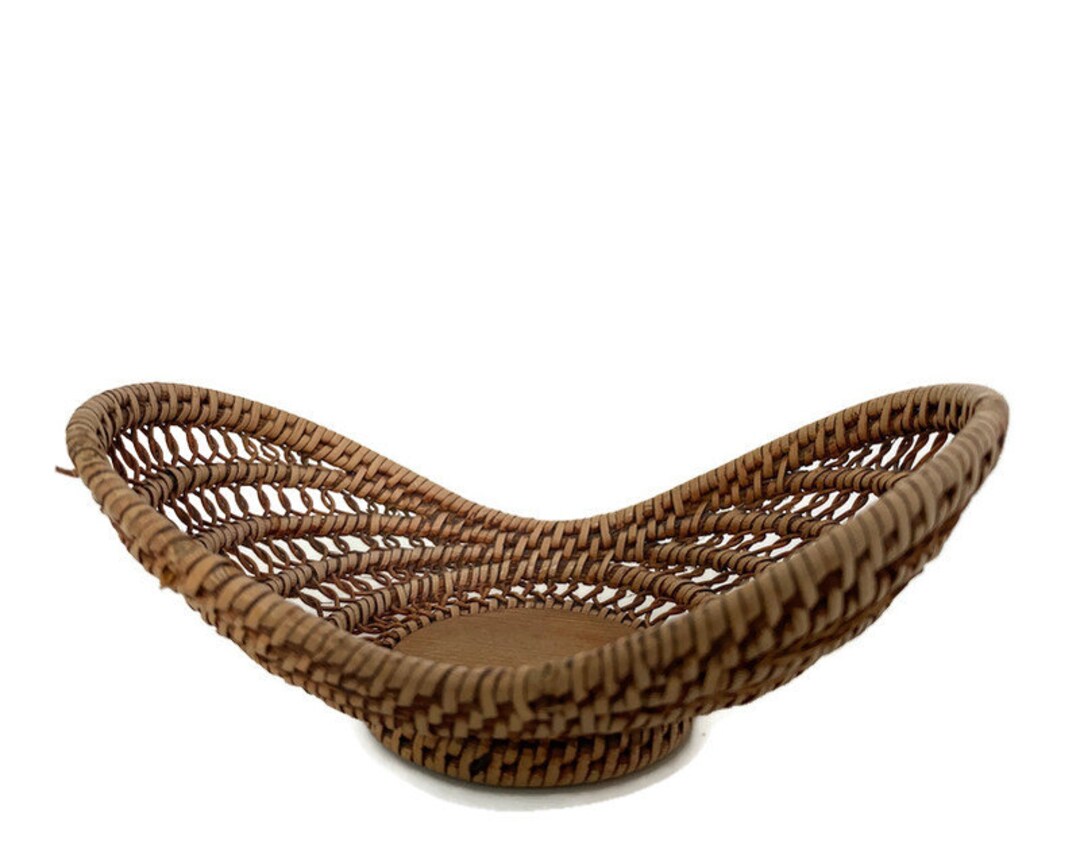 Antique Wicker Baby Doll Bassinet Intricate Weaving on a Wood Base Etsy Canada