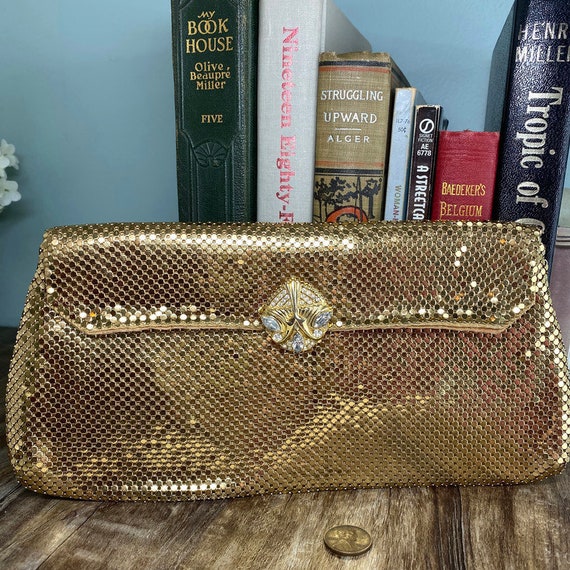 Vintage Whiting and Davis Gold Metal Mesh Purse, Phon… Gem