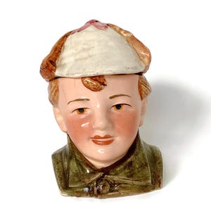 Antique Tobacco Jar Ceramic Figural Head