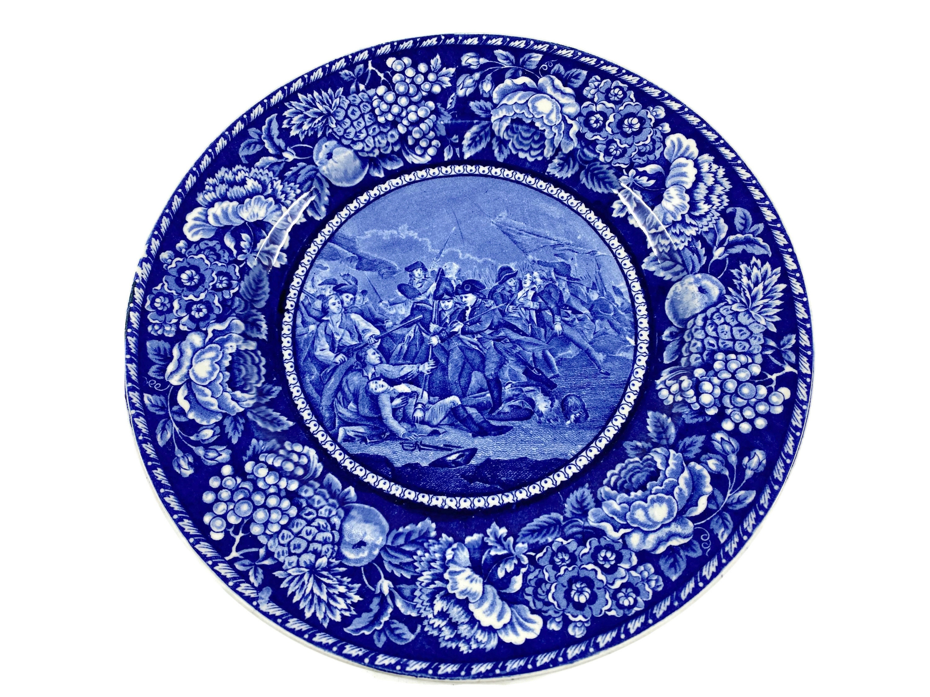 Vintage Charlestown Massachusetts Plate -  Souvenir English Staffordshire Blue and White Battle of Bunker Hill