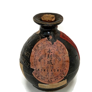 Vintage Hong Kong Stoneware Liquor Bottle