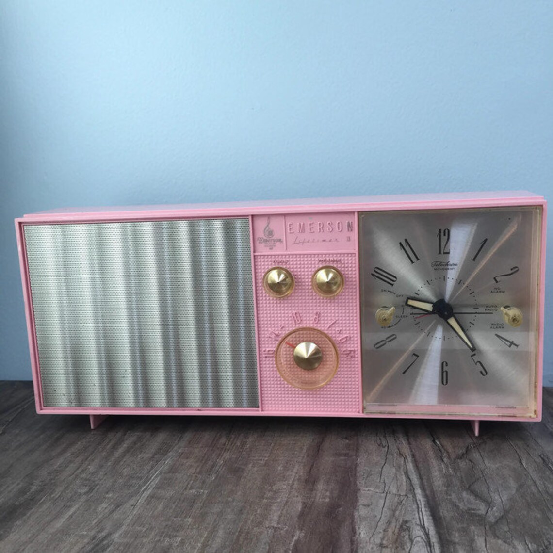 Mid Century Pink Clock Radio Emerson Electric Lifetimer Etsy
