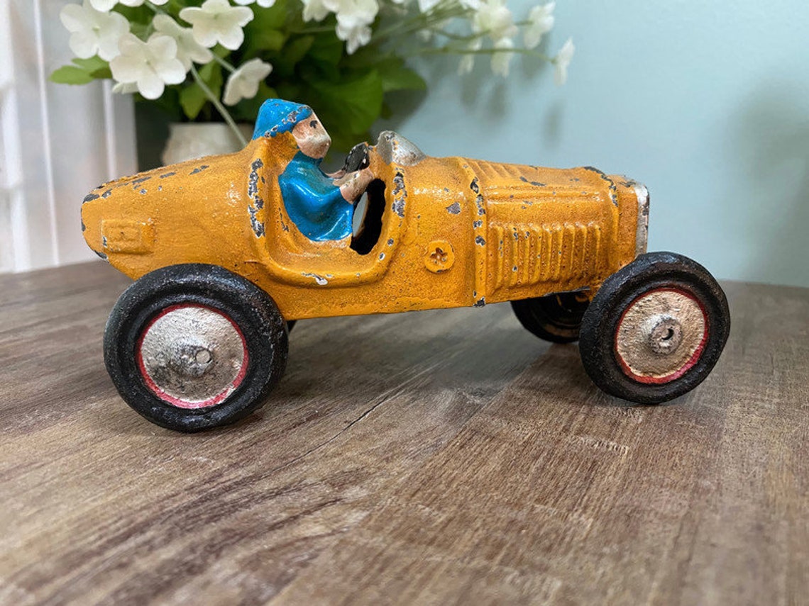 Vintage Cast Iron Race Car With Driver | Etsy