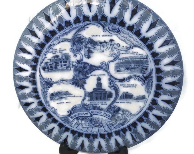 Antique Quincy Mass Souvenir Plate English Staffordshire Etsy