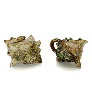 Mid Century Ceramic Seashell Sugar and Creamer Set