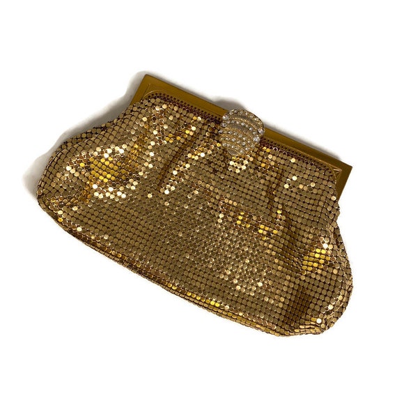 Whiting and Davis Gold Metal Mesh Purse, Art Deco… - image 4