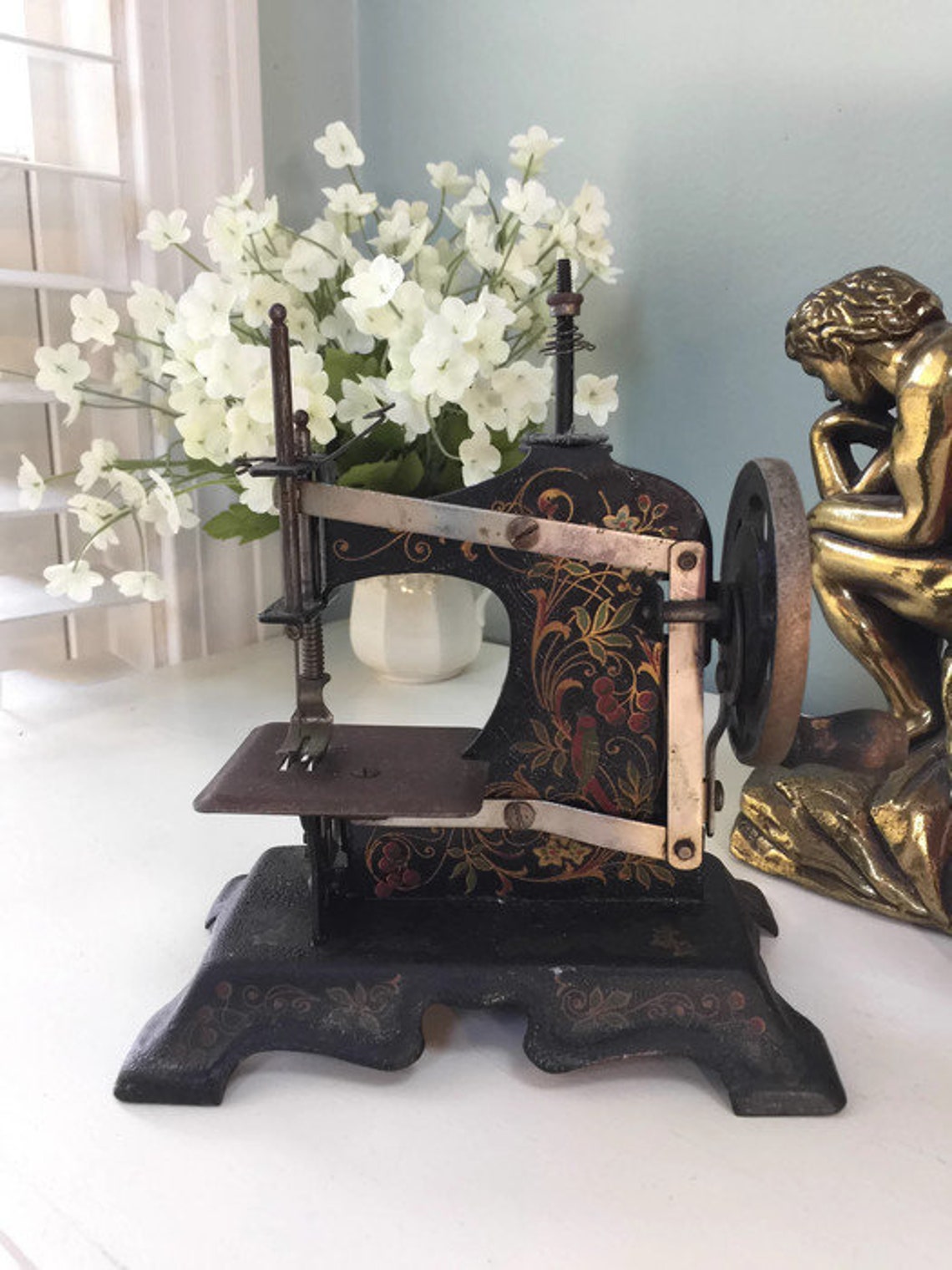Vintage Toy Sewing Machine Made in Germany Lithographs Etsy