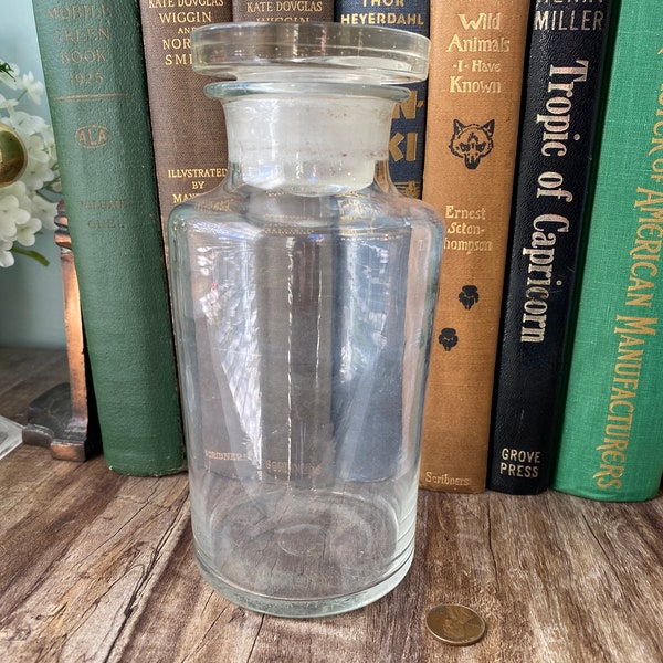 Vintage Apothecary Jar with Ground Glass Stopper by TC Wheaton, Made in USA