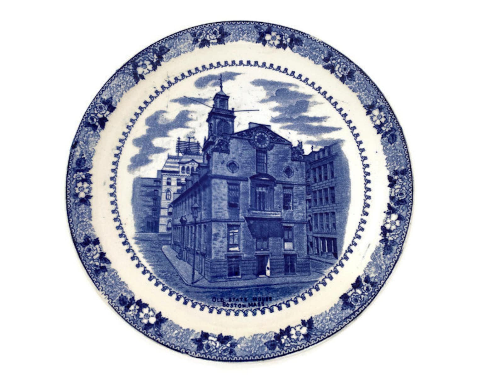 Antique Boston Massachusetts Souvenir Small Plate Old State Etsy