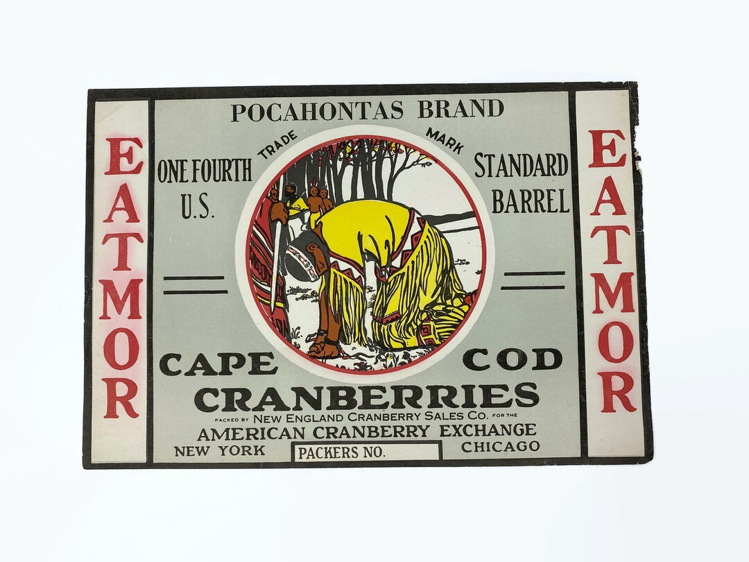 Vintage Cape Cod Cranberries Pocahontas Brand Crate Label - Etsy
