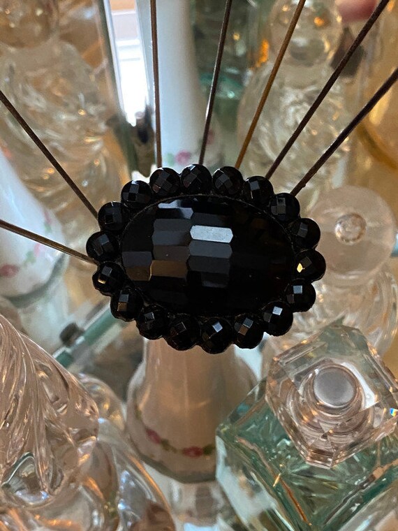 Antique Hat Pin - 7.5" Black Glass collectible mil