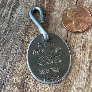 Vintage Dog License, 1975 Groton Massachusetts Metal Tag