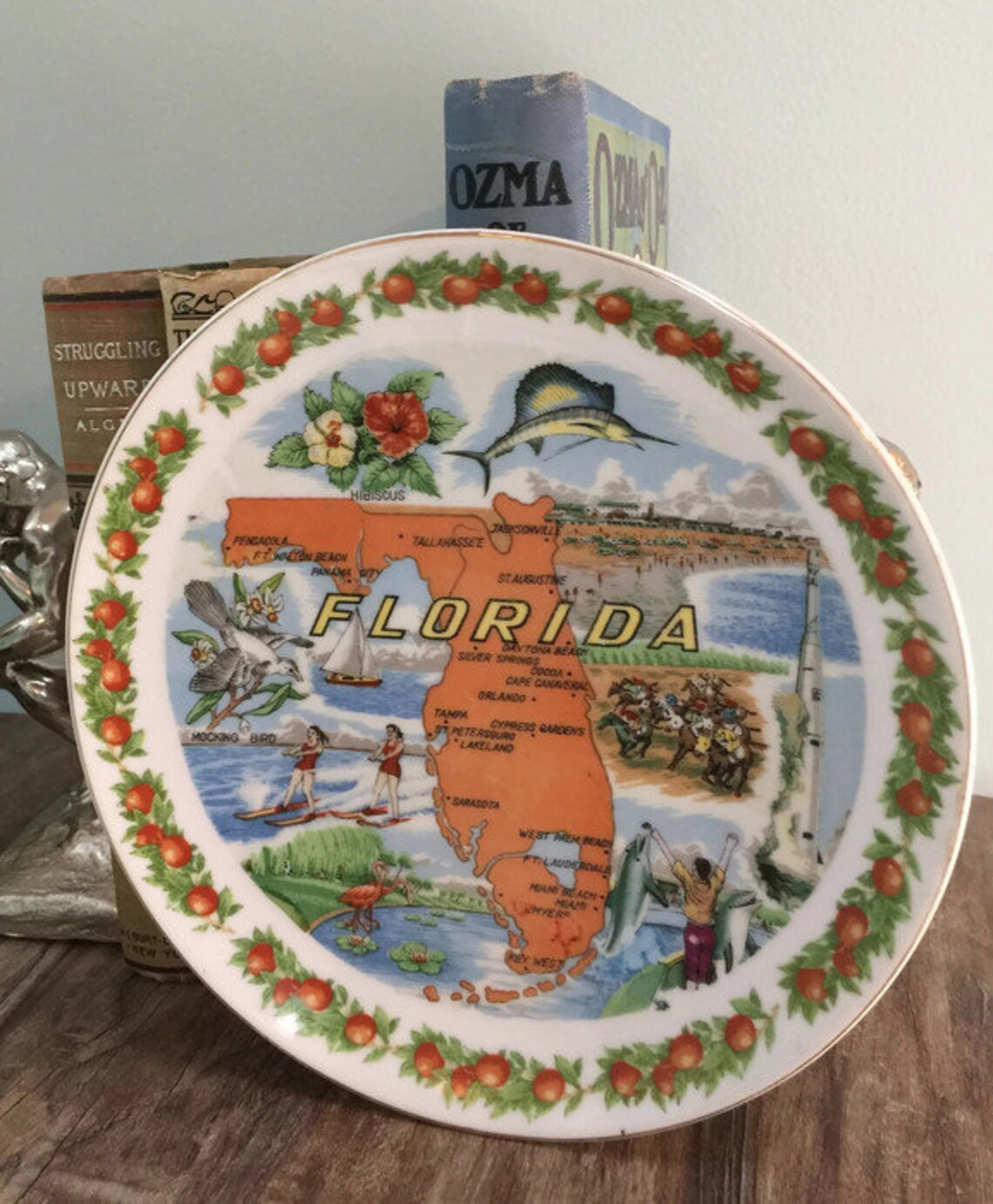 Vintage Florida Souvenir Plate Collectible Home Decor Mid Etsy