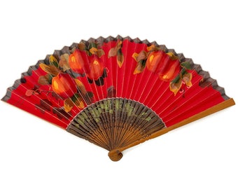 Vintage Wood and Paper Folding Fan