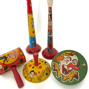 Vintage Tin Litho Party Noisemakers