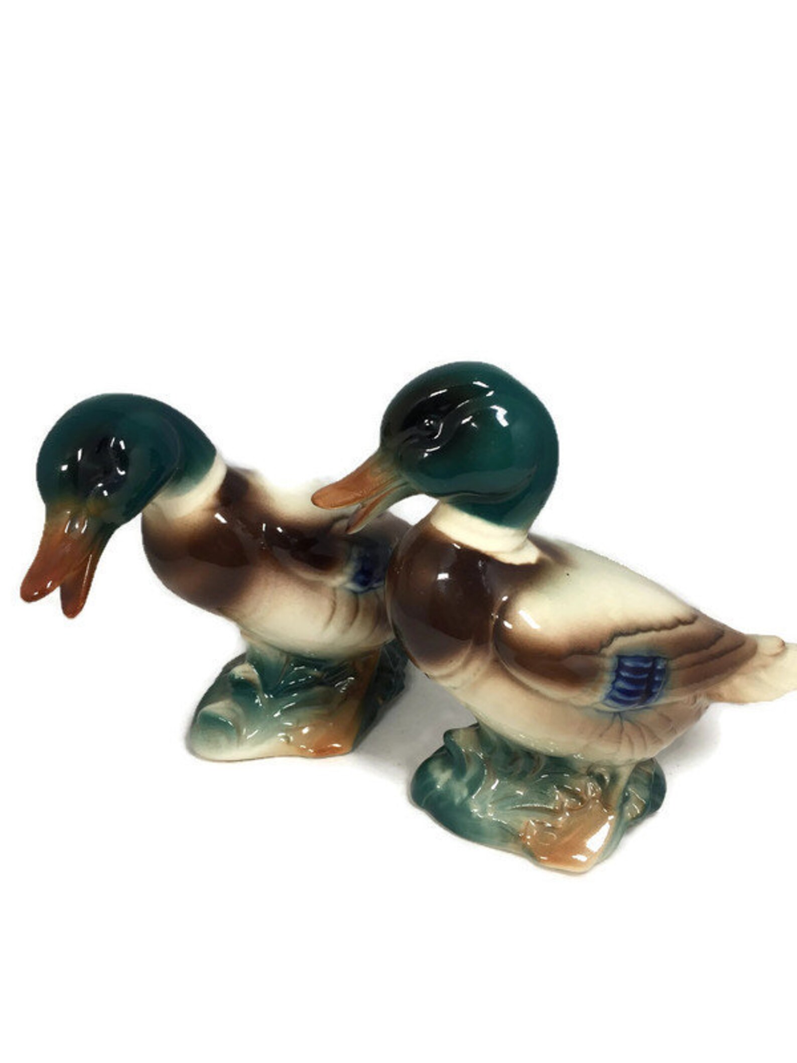 Vintage Ceramic Ducks Pair of Mid Century Mallard Ducks Etsy