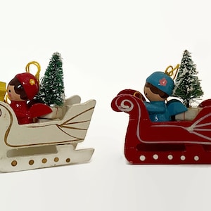 Vintage Wood Christmas Ornaments circa 1970s Made in Taiwan
