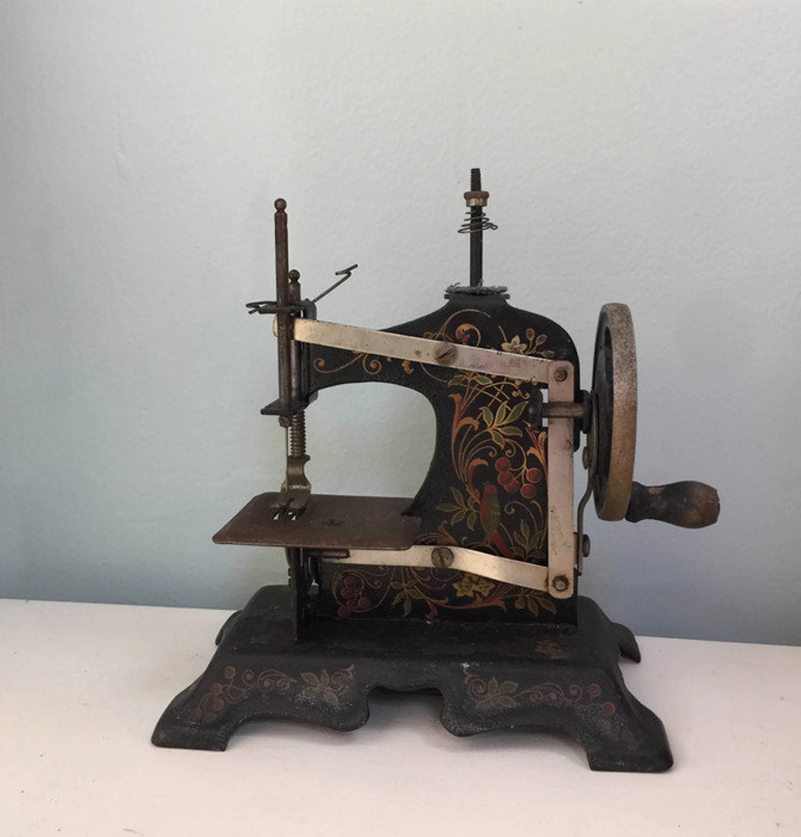 Vintage Toy Sewing Machine Made in Germany Lithographs Etsy
