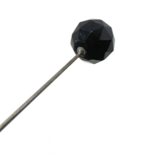 Antique Hat Pin - Black Glass Ball, 11" tall, Col… - image 8