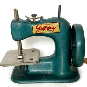 Vintage Toy Sewing Machine - Teal Miniature Gateway Junior Model
