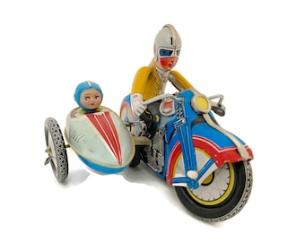 Vintage Tin Toy Motorcycle with Side Car Collectible Gift by Schylling