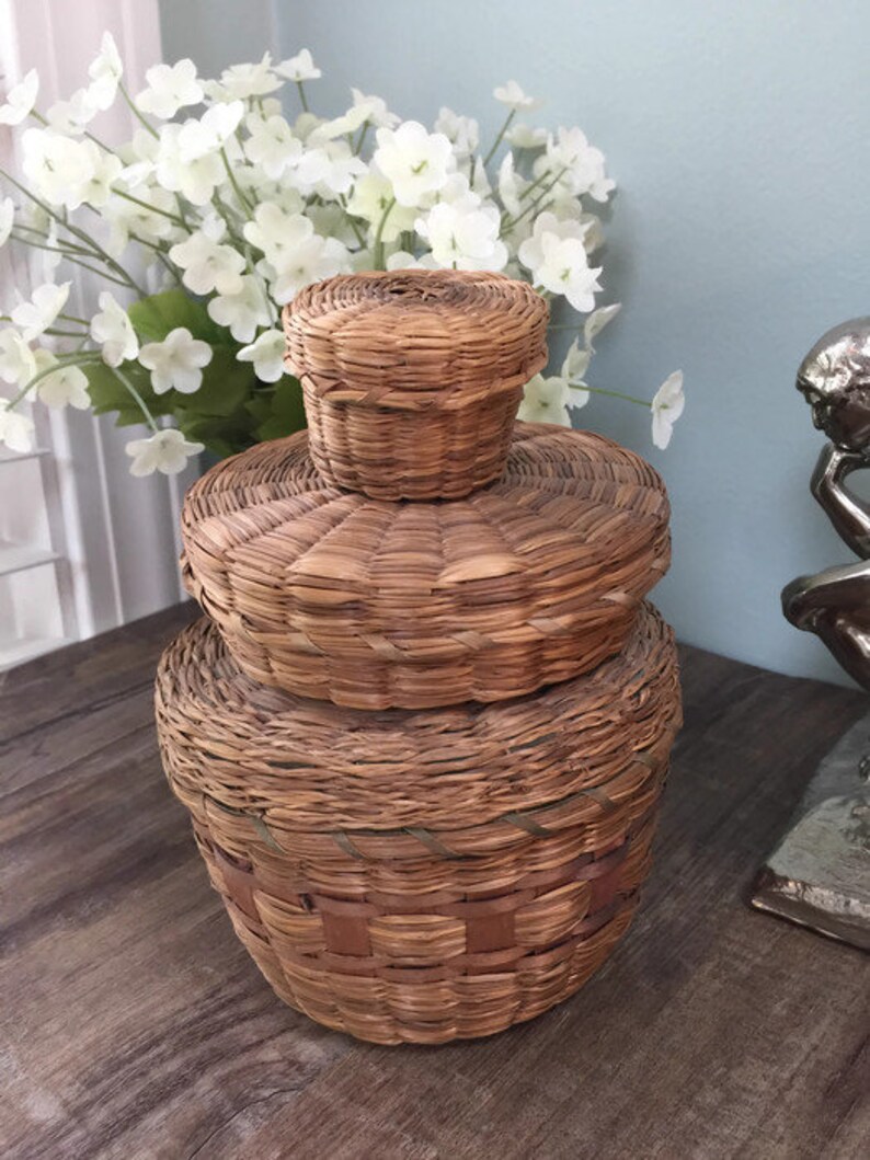 Vintage Sweetgrass Baskets Set of 3 Sewing Baskets With Etsy