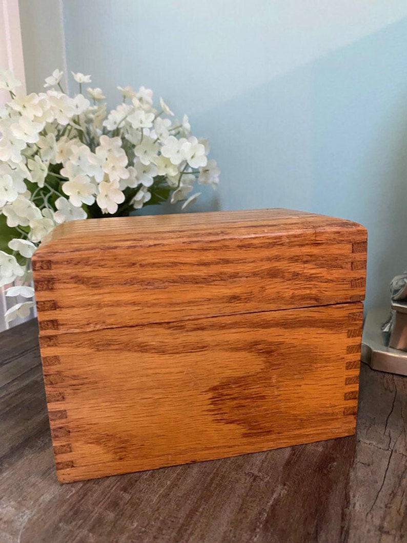 Vintage Oak Index File Storage Box Etsy