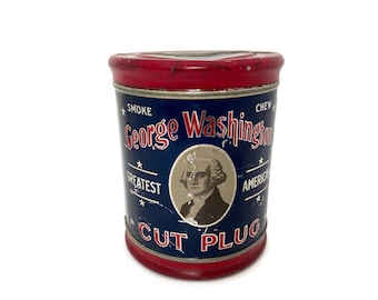 Vintage George Washington Cut Plug Tobacco Tin With Round Lid, Antique  Advertising Canister for Rustic General Store or Home Decor