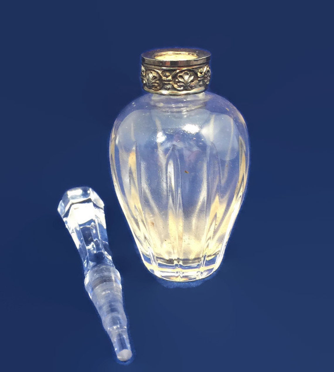 Crystal Perfume Bottle Crystal Stopper Hand Cut Art Glass Etsy