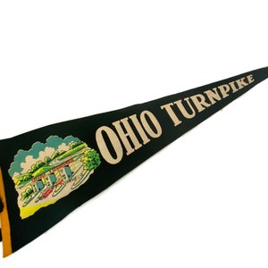 Vintage Ohio Turnpike Pennant - Midcentury Felt Travel Souvenir
