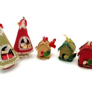 Midcentury Birdhouse Christmas Ornaments Made in Japan