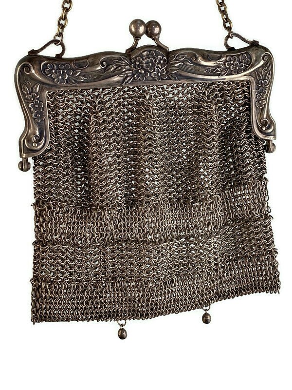 Antique German Silver Purse Victorian Silver Mesh Bag Etsy