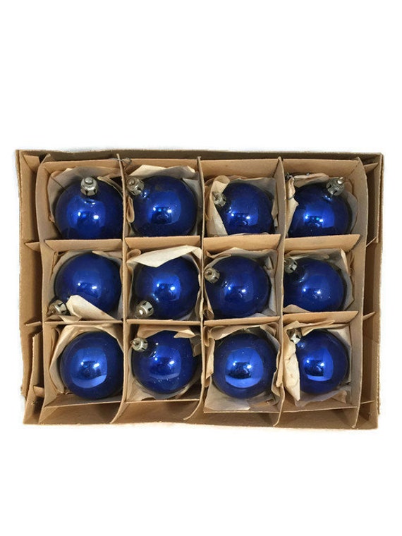 Vintage Polish Christmas Ornaments Navy Blue Glass Tree Etsy