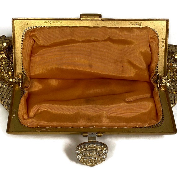 Whiting and Davis Gold Metal Mesh Purse, Art Deco… - image 6