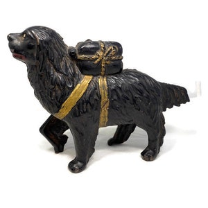 Vintage Cast Iron Dog Bank, Rustic Animal Collectible Home Decor