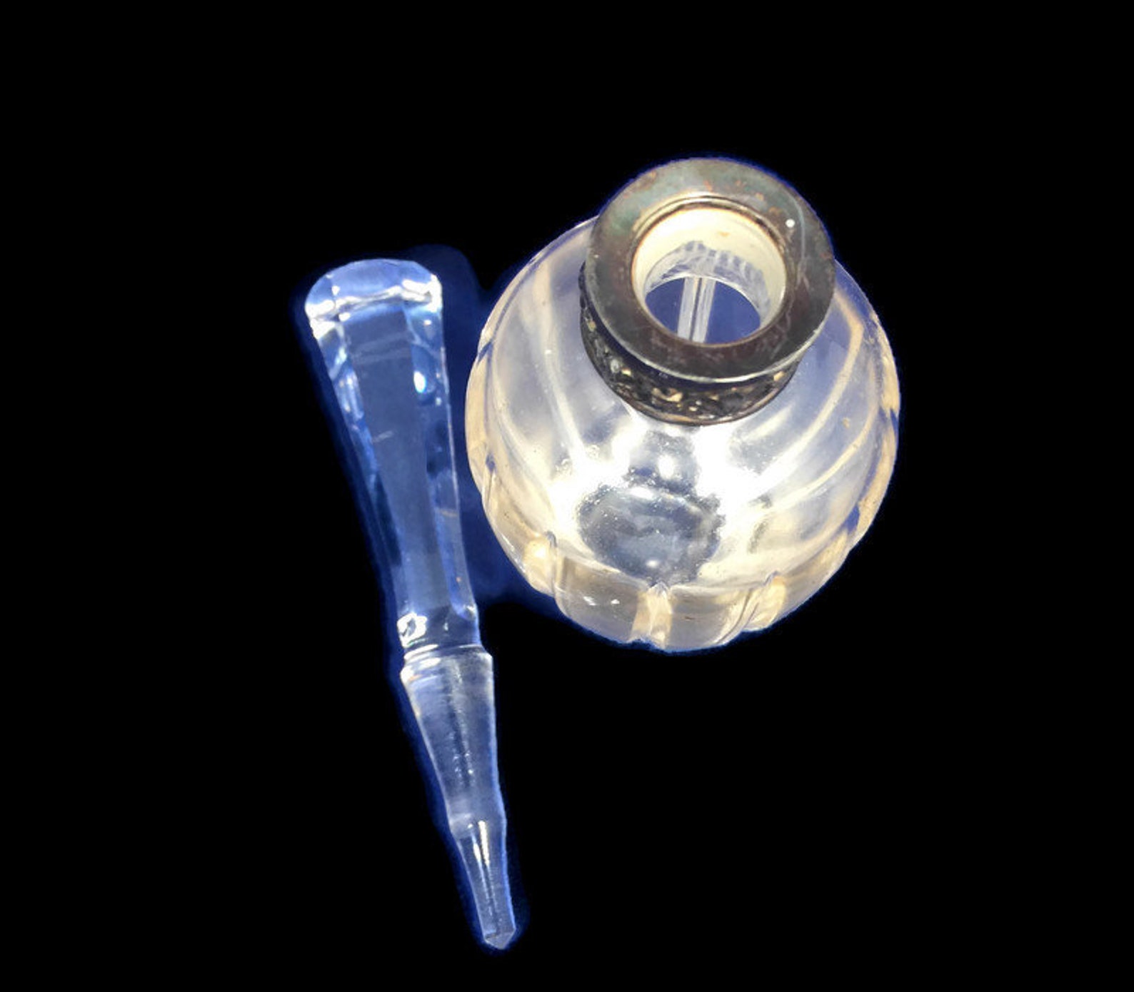 Crystal Perfume Bottle Crystal Stopper Hand Cut Art Glass Etsy