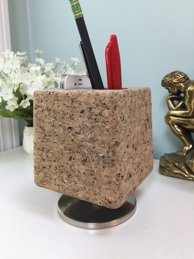 Mid Century Desk Organizer Rotating Cork Caddy Park Sherman Etsy