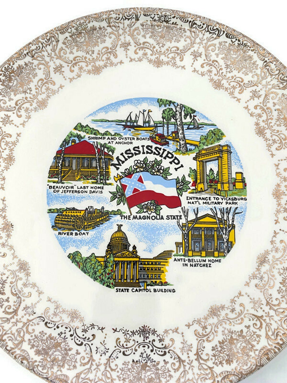 Vintage Mississippi Souvenir Plate Etsy