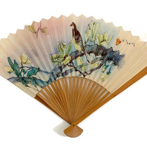 Vintage Bamboo and Paper Folding Fan