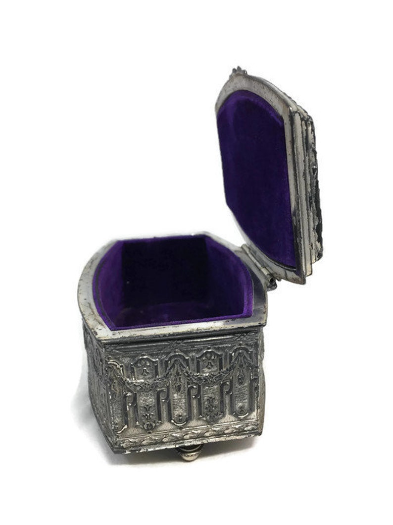 Jewellery Storage Antique Jewelry Box Velvet Interior Jennings Brothers Silverplated Jewel Casket Ornate Jewel Chest
