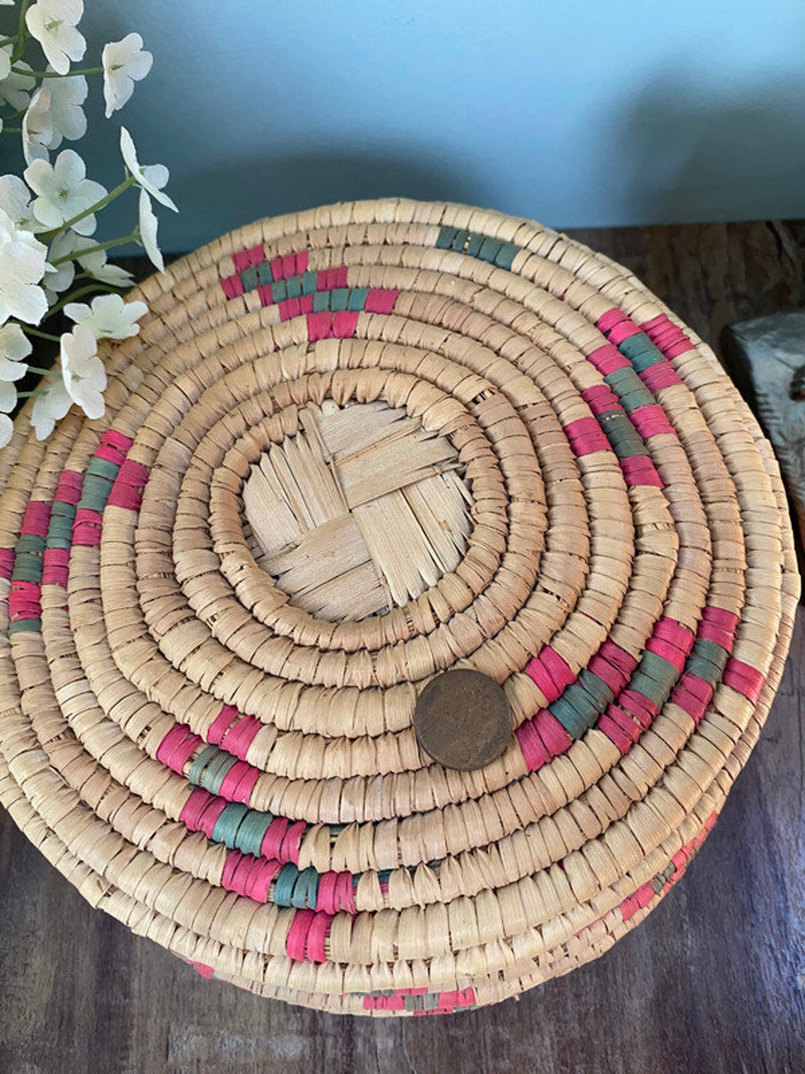 Vintage Sweetgrass Basket Artisan Etsy
