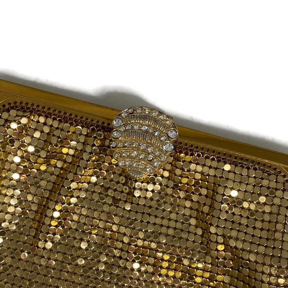 Whiting and Davis Gold Metal Mesh Purse, Art Deco… - image 5