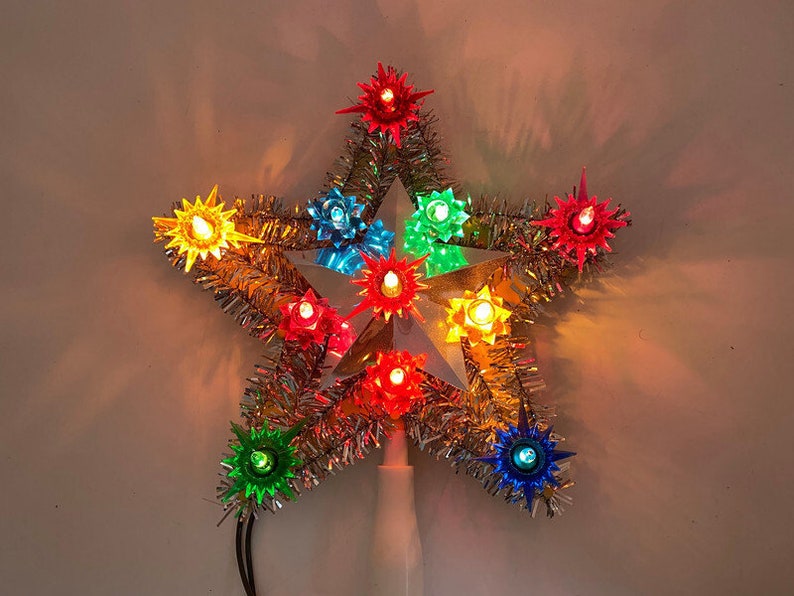 Christmas Tree Topper Lighted Flashing Tree Topper Kitschy Etsy