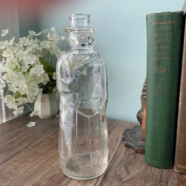 Vintage Mr. Pickwick Clear Glass Figural Bottle