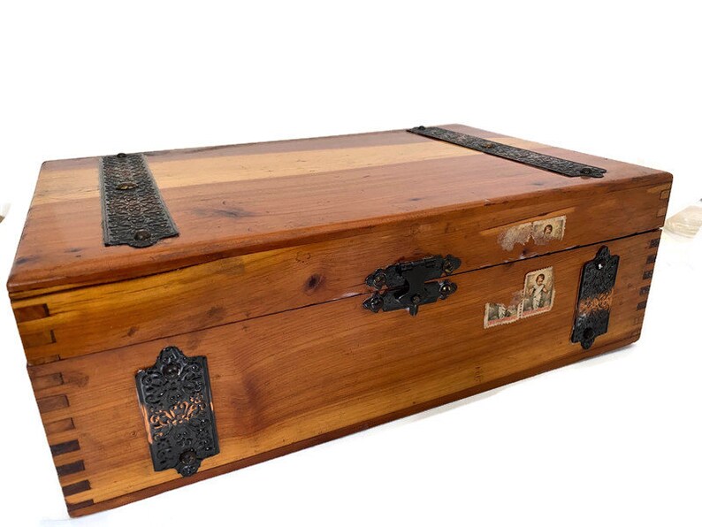 Antique Cedar Mcgraw Box Company Wood Mini Hope Chest Trinket Etsy