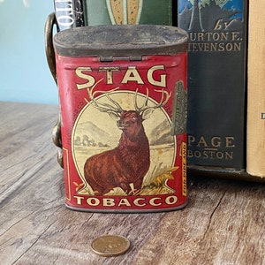Antique Stag Tobacco Pocket Tin