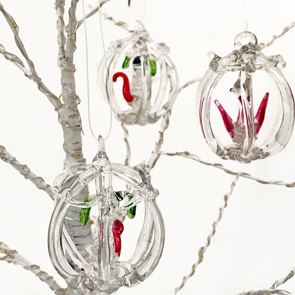 Spun Glass Ornaments Etsy