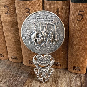 Antique Silverplate Hand Mirror by Hans Jensen Denmark