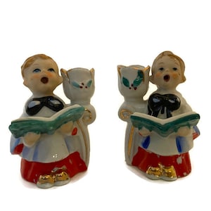 Midcentury Choirboy Candle Holders, Ceramic Vintage Christmas Decor