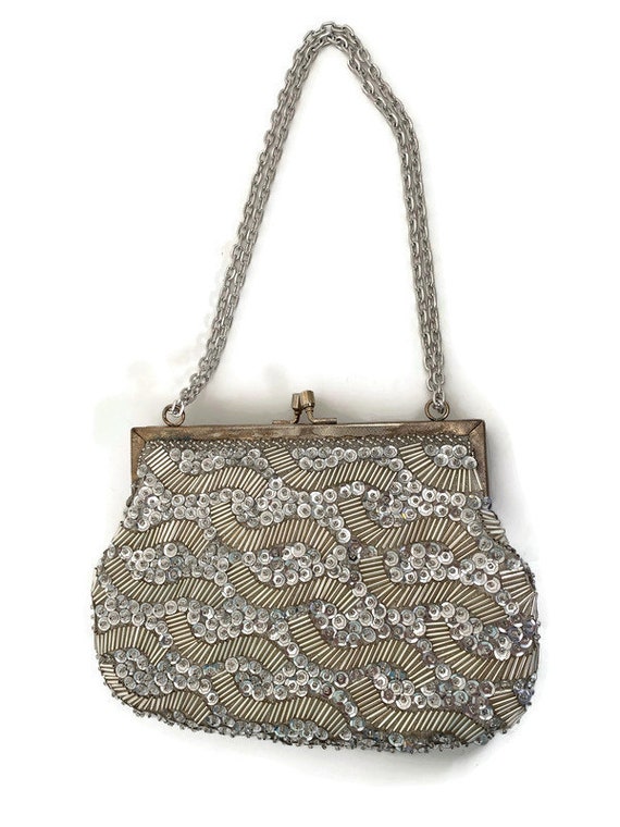 Vintage Silver Beaded Purse